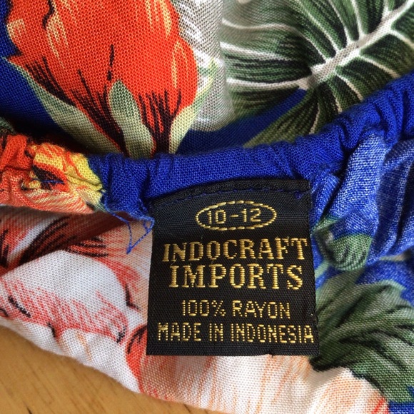 Indocraft Imports. Royal Blue Colorful Flowered Backless Shirt. 10-12. - Picture 9 of 9